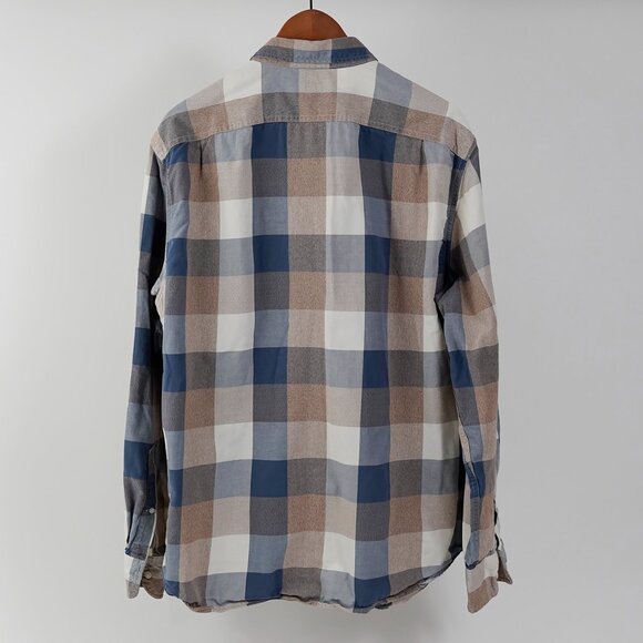 J. Crew Blue, Tan And Cream Large Check Long Sleeve Button Front Shirt, Size XL - Picture 4 of 6